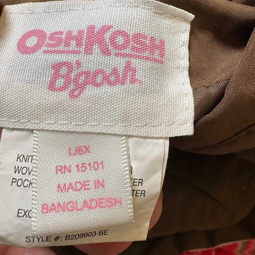 OshKosh B'gosh Girls Reversible Hooded‎ Jacket Brown/Pink Fleece Size 6X